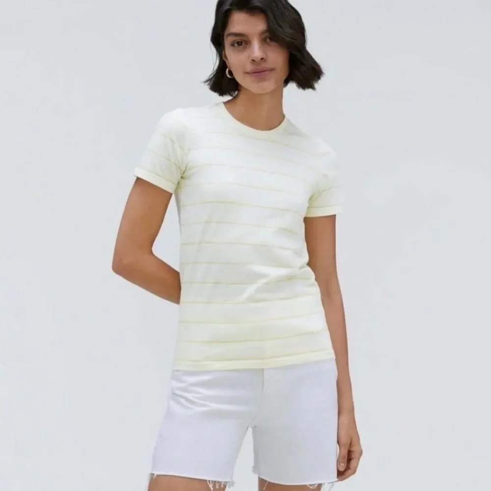 Everlane The Organic Cotton Crew Tee T-shirt Yellow Stripe Size Medium NWT